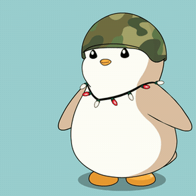 A Penguin Wearing A Helmet Is Standing In Front Of A Day Sign GIF