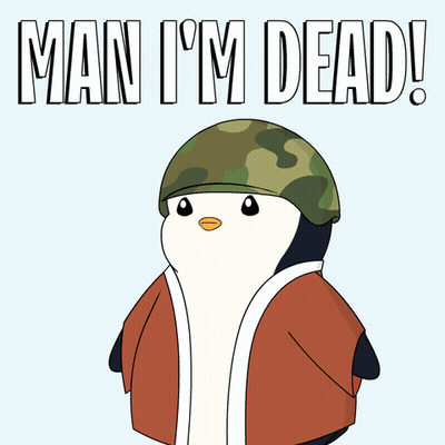 A Penguin Wearing A Helmet Says Man I 'M Dead ! GIF