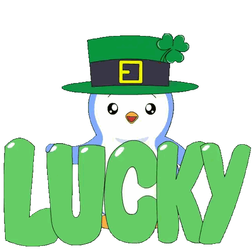 A Penguin Wearing A Leprechaun Hat Is Holding A Clover And The Word Lucky Is Behind Him Sticker
