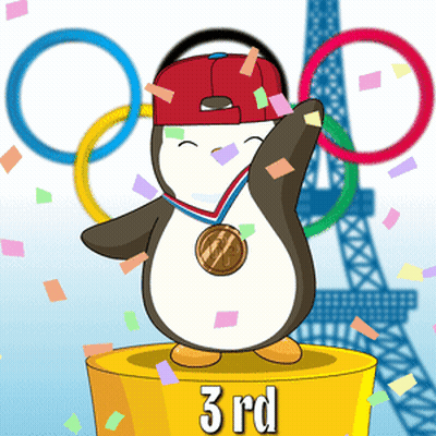 A Penguin Wearing A Medal Stands On A Podium With The Number 3Rd On It GIF