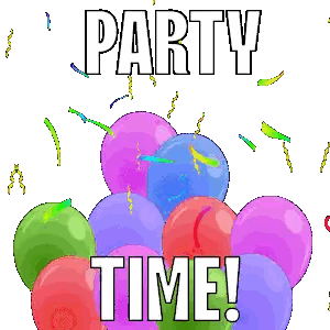 A Penguin Wearing A Party Hat Is Surrounded By Colorful Balloons Sticker