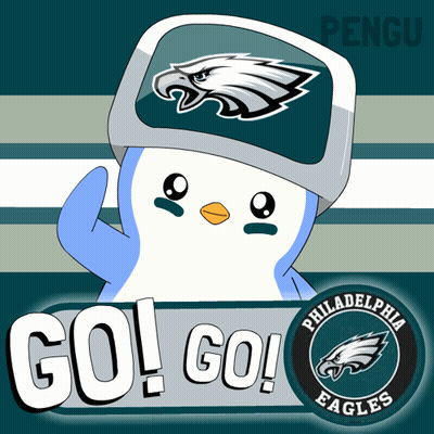 A Penguin Wearing A Philadelphia Eagles Hat Says Go Go GIF