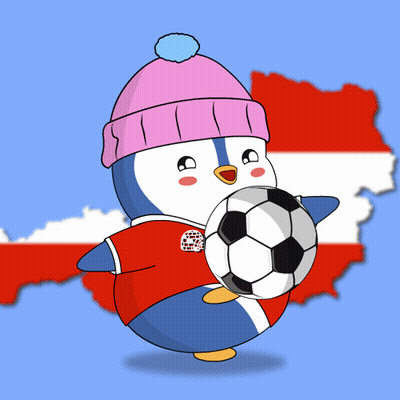 A Penguin Wearing A Pink Hat And A Red Shirt Holds A Soccer Ball GIF