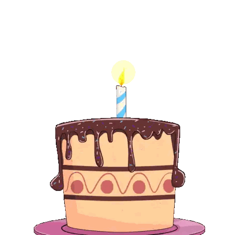 A Penguin Wearing A Pink Scarf Blows Out A Candle On A Birthday Cake Sticker
