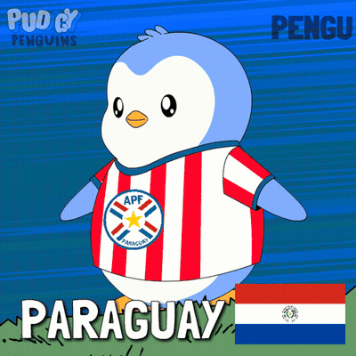 A Penguin Wearing A Red And White Striped Shirt With The Word Paraguay On It GIF