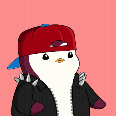 A Penguin Wearing A Red Hat And A Black Jacket With Spikes On The Shoulders Says Oh Gosh GIF
