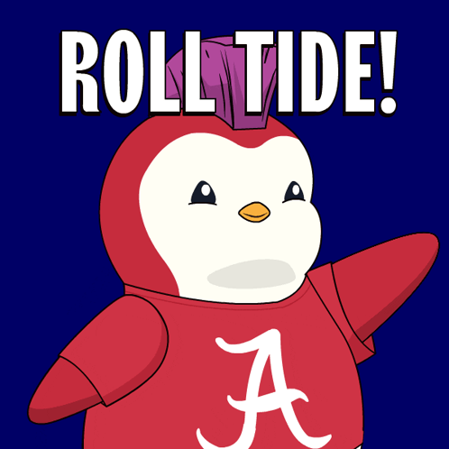 A Penguin Wearing A Red Shirt That Says A On It GIF