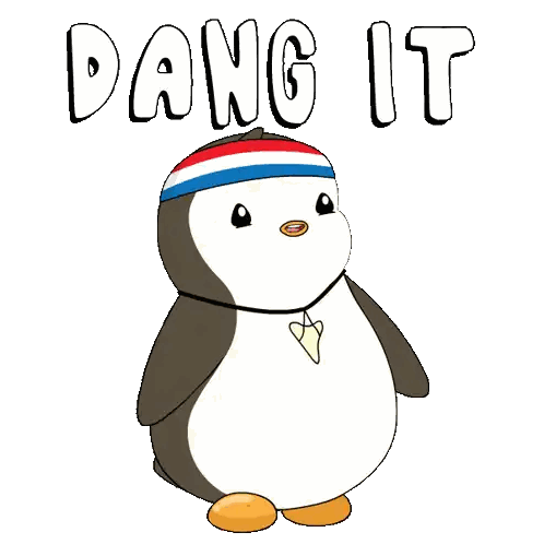 A Penguin Wearing A Red White And Blue Headband With The Words " Dang It " Below It Sticker