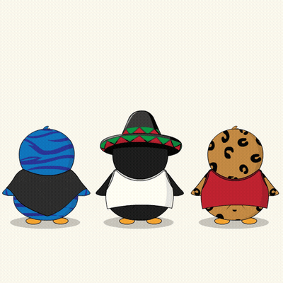 A Penguin Wearing A Sombrero And A Cookie Wearing A Leopard Print Shirt Say Yes GIF