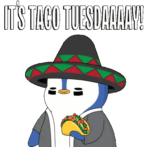 A Penguin Wearing A Sombrero Eating A Taco Sticker