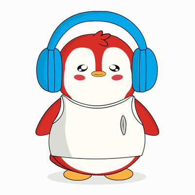 A Penguin Wearing Headphones Holds A Heart In His Hands GIF