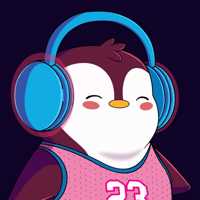 A Penguin Wearing Headphones Is Wearing A Pink Jersey With The Number 23 On It GIF