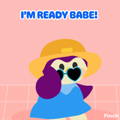 A Penguin Wearing Heart Shaped Sunglasses And A Hat With The Words I 'M Ready Babe GIF