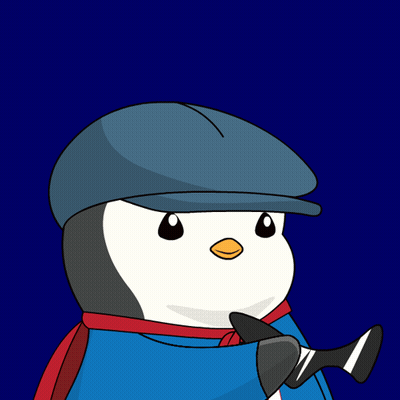 A Penguin Wearing Sunglasses And A Hat With The Letter R On His Shirt GIF