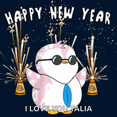 A Penguin Wearing Sunglasses And A Tie Says Happy New Year I Love You Talia GIF