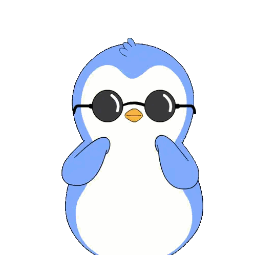 A Penguin Wearing Sunglasses Holds Two Red Hearts Sticker