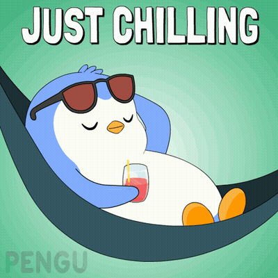 A Penguin Wearing Sunglasses Is Laying In A Hammock With The Words Just Chilling Behind It GIF