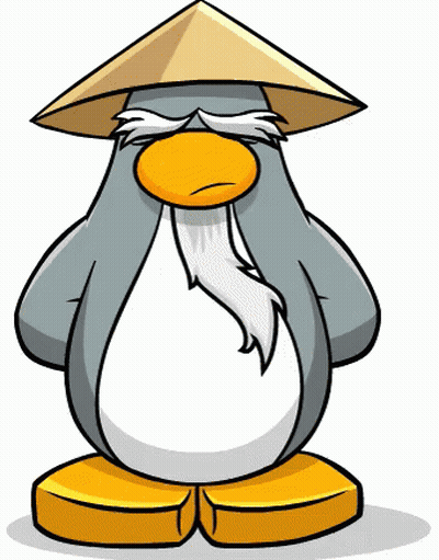 A Penguin With A Beard And A Hat On GIF