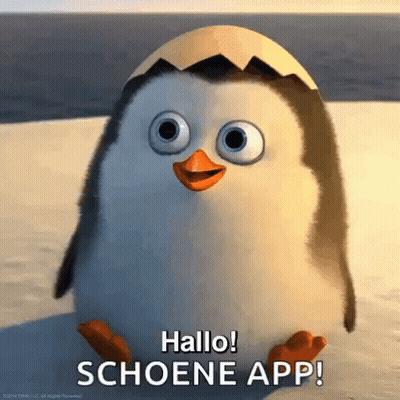 A Penguin With A Egg On Its Head Says Hallo Schoene App GIF
