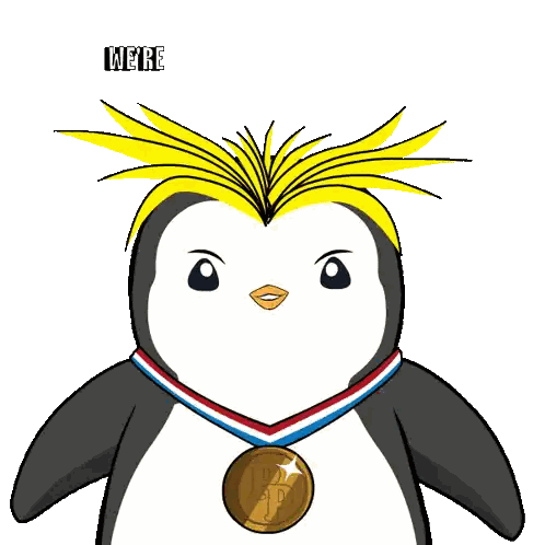 A Penguin With A Medal Around Its Neck And The Words " We 'Re Soback " Above It Sticker