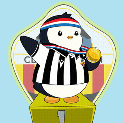 A Penguin With A Medal Around Its Neck Is On A Podium With The Number 1 On It GIF