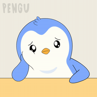 A Penguin With A Sad Look On Its Face And The Word Pengu On The Bottom GIF