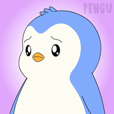 A Penguin With A Sad Look On Its Face Is On A Purple Background That Says Pengu GIF