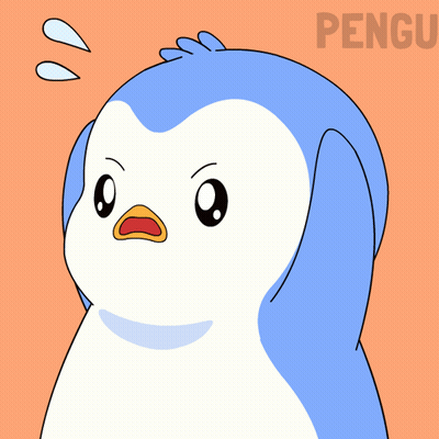 A Penguin With A Surprised Look On Its Face And The Word Pengu Above It GIF