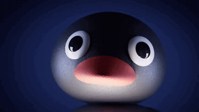 A Penguin With Big Eyes And A Red Beak GIF