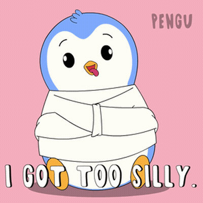A Penguin With Its Arms Crossed And The Words I Got Too Silly Below It GIF