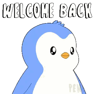 A Penguin With Its Arms Outstretched And The Words Welcome Back Below It Sticker