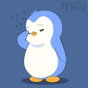 A Penguin With Its Eyes Closed And The Word Pengu On The Bottom GIF