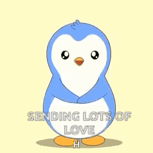 A Penguin With Pink Hearts Around Its Neck Is Sending Lots Of Love GIF