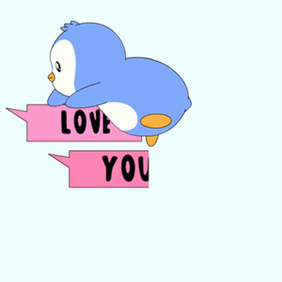 A Penguin With Speech Bubbles That Says Love You So Much GIF