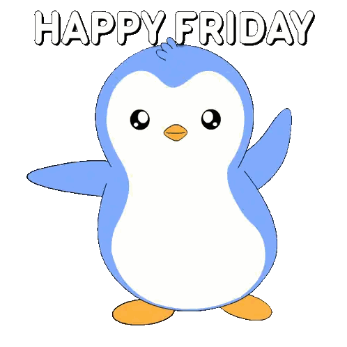 A Penguin With The Words Happy Friday On It Sticker