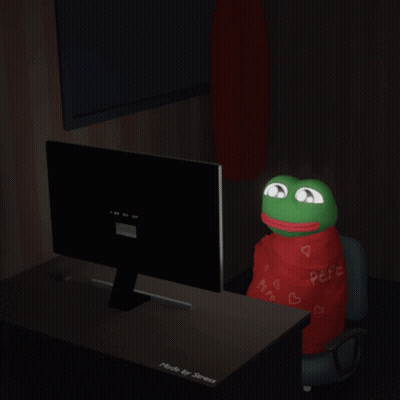 A Pepe Frog Is Wrapped In A Red Blanket GIF