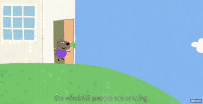 A Peppa Pig Cartoon Shows The Windmill People Coming GIF