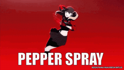 A Pepper Spray Is Being Sprayed On A Red Surface GIF