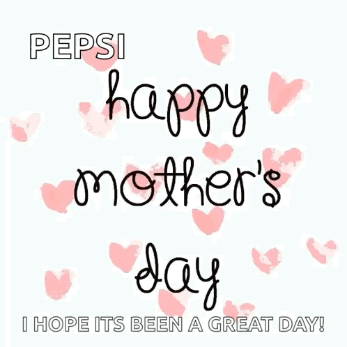 A Pepsi Happy Mother 'S Day Greeting Card With Pink Hearts On It GIF