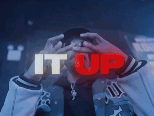 A Person Covering Their Face With Their Hands And The Word It Up Is Visible GIF