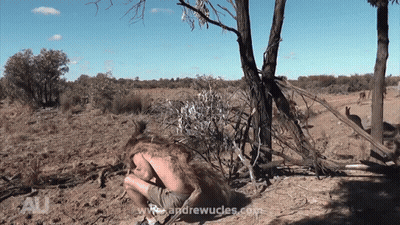 A Person Crawling In The Dirt With The Website Www.andrewugles.com Written On The Bottom GIF