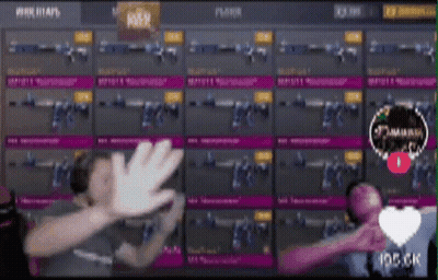 A Person Giving A High Five In Front Of A Display Of Weapons GIF