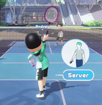 A Person Holding A Badminton Racket With The Name Andrey On The Back GIF
