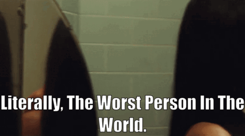 A Person Holding A Knife With The Words Literally The Worst Person In The World Behind Them GIF