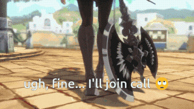 A Person Holding A Large Axe With The Words Ugh Fine I 'Ll Join Call GIF