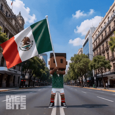 A Person Holding A Mexican Flag In Front Of A Palacio Postal Building GIF