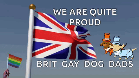 A Person Holding A Rainbow Flag Next To A British Flag GIF