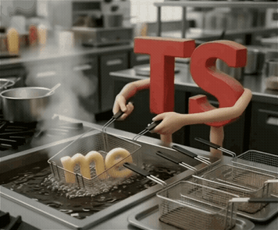 A Person Holding A Red Letter Ts Over A Fryer GIF
