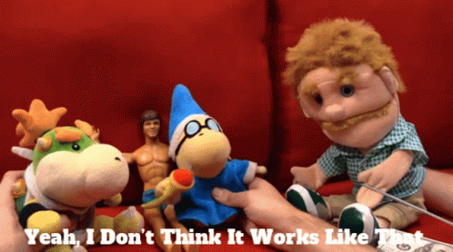 A Person Holding A Stuffed Animal With The Words Yeah I Don 'T Think It Works Like That Below It GIF