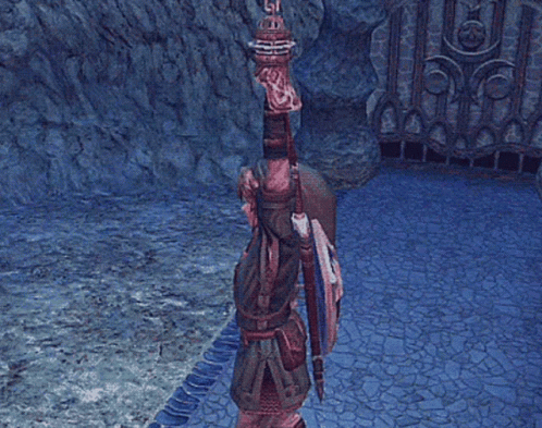 A Person Holding A Sword And Shield With The Letter L On It GIF